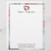 口紅ディストリビューターマーケティング水彩キスリップ レターヘッド (正面/裏面)