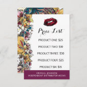 口紅ディストリビューター価格表ガイドシートキス (正面/裏面)