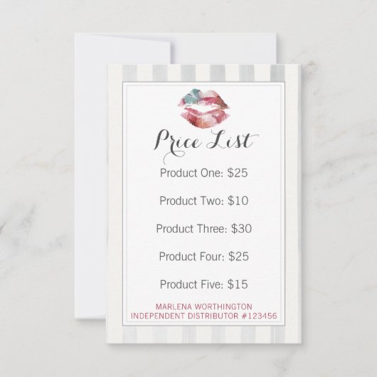 口紅ディストリビューター価格表水色カード (正面)