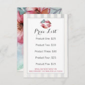 口紅ディストリビューター価格表水色カード (正面/裏面)