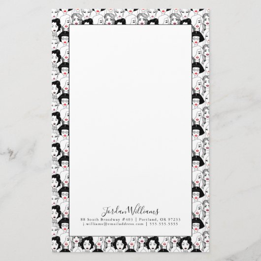 口紅パターンを持つあなたの一流の|の女性を加えて下さい 便箋 (正面)