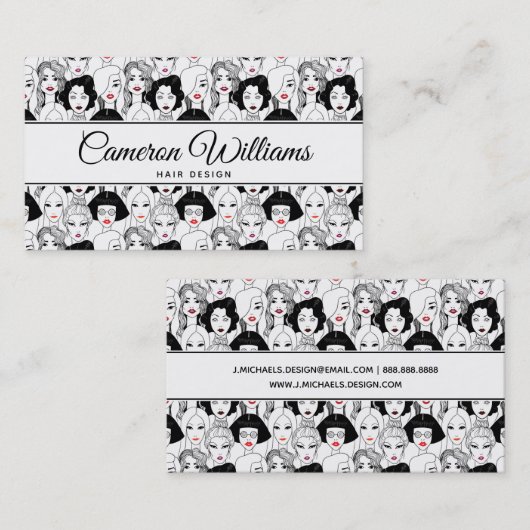 口紅パターンを持つあなたの一流の|の女性を加えて下さい 名刺 (正面/裏面)