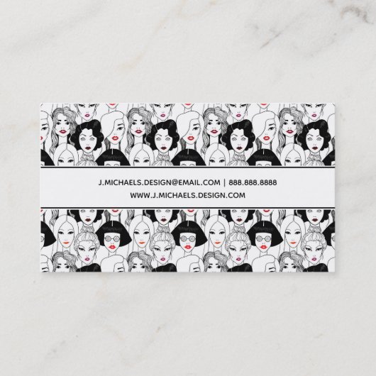 口紅パターンを持つあなたの一流の|の女性を加えて下さい 名刺 (裏面)