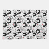 口紅パターンを持つ女性 キッチンタオル (横)