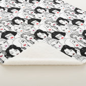 口紅パターンを持つ女性 シェルパブランケット (3/4)