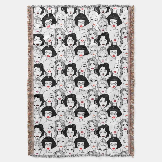 口紅パターンを持つ女性 スローブランケット (正面縦)