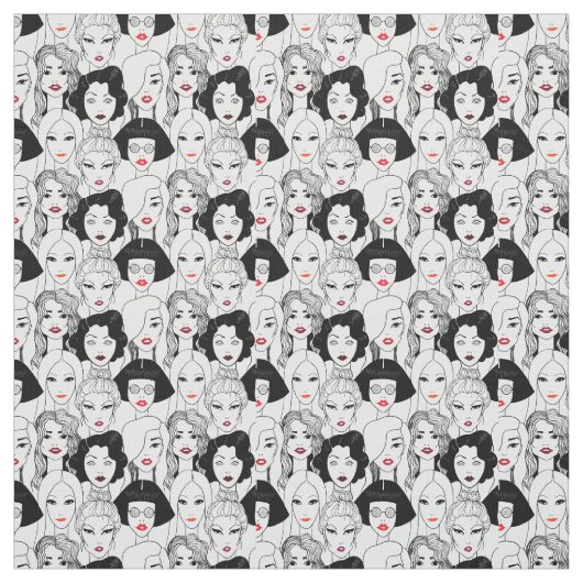 口紅パターンを持つ女性 ファブリック (見本)