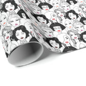 口紅パターンを持つ女性 ラッピングペーパー (ロールコーナー)