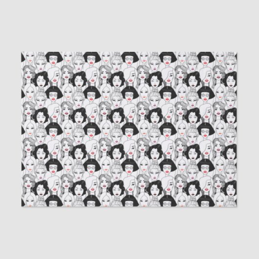 口紅パターンを持つ女性 薄葉紙 (正面)