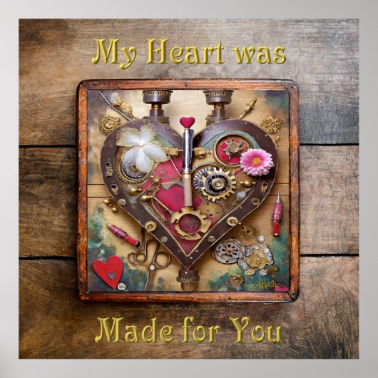 口紅フラワーズスチームパンクシリーズハート ポスター (正面)