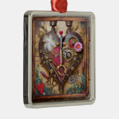口紅フラワーズスチームパンクシリーズハート メタルオーナメント (右)