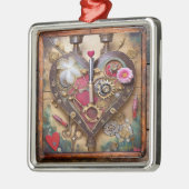 口紅フラワーズスチームパンクシリーズハート メタルオーナメント (左)