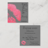 口紅プリントピンクリップステイングレー美しいスパ スクエア名刺 (正面/裏面)