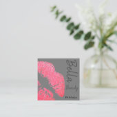 口紅プリントピンクリップステイングレー美しいスパ スクエア名刺 (スタンド正面)