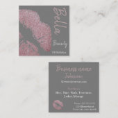 口紅プリントピンクリップステイングレー美しいスパ スクエア名刺 (正面/裏面)