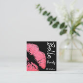 口紅プリントピンクリップステインブラック美しいスパ スクエア名刺 (スタンド正面)