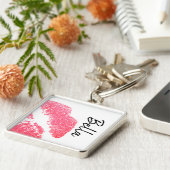 口紅プリントピンクリップステイン白黒かわいい キーホルダー (側面)