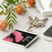 口紅プリントピンクリップステイン白黒かわいい キーホルダー (側面)