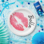 口紅プリントピンクリップステイン白黒かわいい ペーパープレート (パーティー)