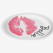 口紅プリントピンクリップステイン白黒かわいい ペーパープレート (アングル)