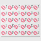 口紅プリントピンクリップステイン白黒かわいい ラッピングペーパー (フラット)