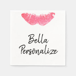 口紅プリントピンクリップステイン スタンダードカクテルナプキン