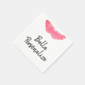 口紅プリントピンクリップステイン スタンダードカクテルナプキン (角)