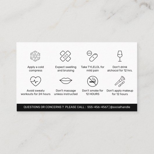 口紅ボトックス・アフターケアの説明を編集可能 名刺 (裏面)