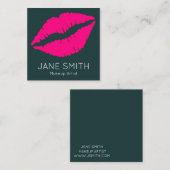 口紅メイクアップアーティストモダンスタイリッシュ スクエア名刺 (正面/裏面)