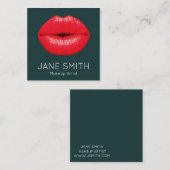 口紅メイクアップアーティストモダンスタイリッシュ スクエア名刺 (正面/裏面)