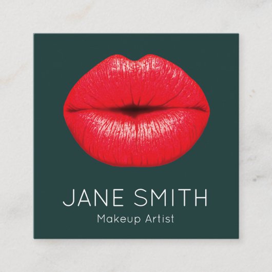 口紅メイクアップアーティストモダンスタイリッシュ スクエア名刺 (正面)