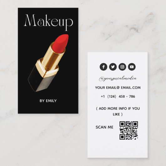 口紅メイクアップアーティスト 名刺 (正面/裏面)