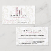 口紅メイクアップバラ金ゴールド美しいエレガントサロン 名刺 (正面/裏面)