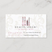 口紅メイクアップバラ金ゴールド美しいエレガントサロン 名刺 (正面)