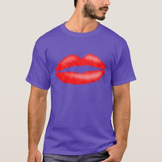 口紅レッド誘惑女性リップメンズシャツ Tシャツ (正面)