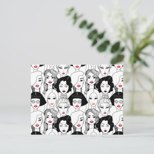 口紅模様の女性 シーズンポストカード (スタンド正面)