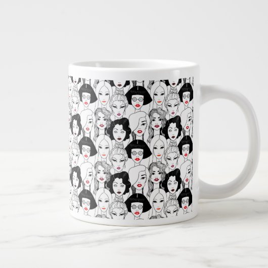 口紅模様の女性 ジャンボコーヒーマグカップ (右)