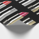 口紅美しいメイクアップシルバーピンクモダン ラッピングペーパー (角)