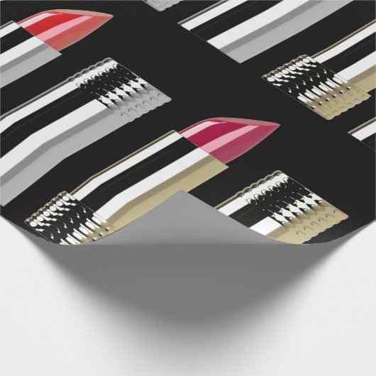 口紅美しいメイクアップシルバーピンクモダン ラッピングペーパー (角)