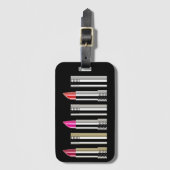 口紅美しいメイクアップ化粧品クロムピンクレッド ラゲッジタグ (正面縦)