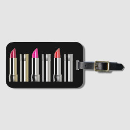 口紅美しいメイクアップ化粧品クロムピンクレッド ラゲッジタグ
