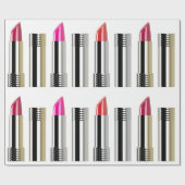 口紅美しいメイクアップ化粧用シルバーピンクレッド ラッピングペーパー (フラット)