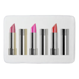 口紅美しい化粧品銀ピンクホワイト バスマット