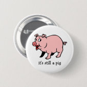 口紅-ボタンを持つブタ 缶バッジ (正面&裏面)