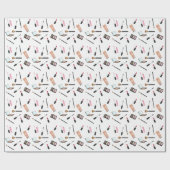 口紅、マスカラ、ブラシ等の化粧模様 ラッピングペーパー (フラット)