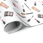 口紅、マスカラ、ブラシ等の化粧模様 ラッピングペーパー (ロールコーナー)