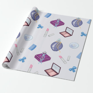 口紅、櫛とパウダーボックス、赤面、香水 ラッピングペーパー
