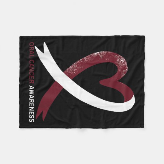 口腔がん認識度月2024咽頭頸部 フリースブランケット (正面(横))