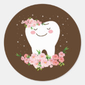 口腔衛生士 歯の花 面白い 歯科 ラウンドシール (正面)