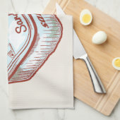 口臭おもしろいイワシ錫 キッチンタオル (四つ折り)